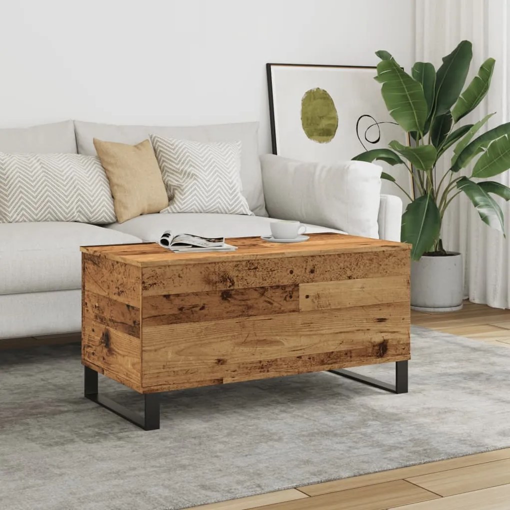 Tavolino Da Salotto Legno Antico 90x44,5x45 Cm İn Truciolato /