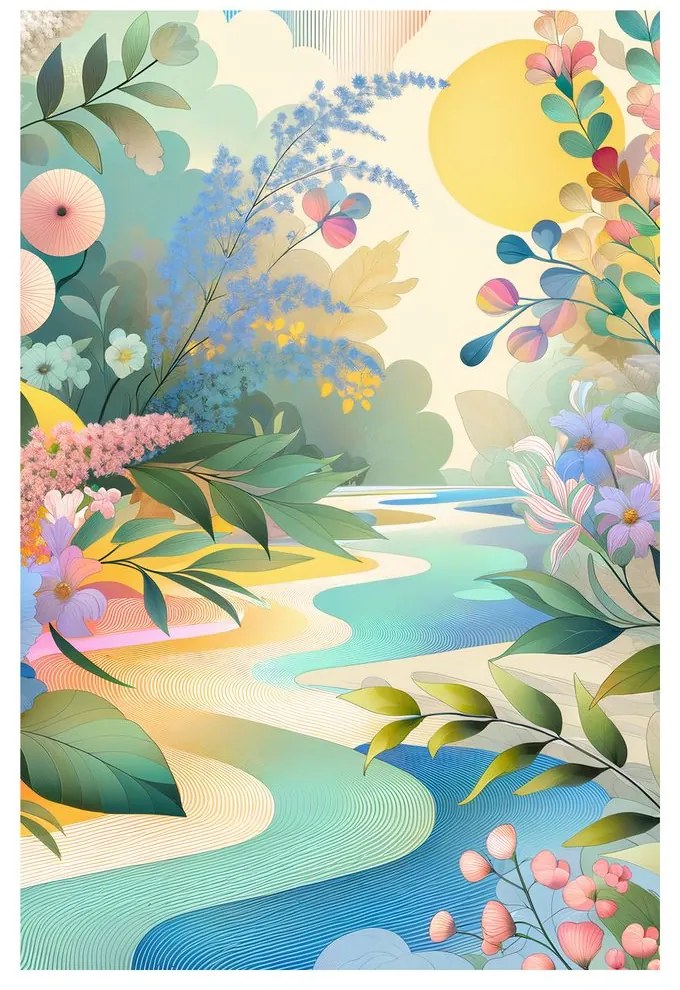 Quadro su tela – Paesaggio floreale