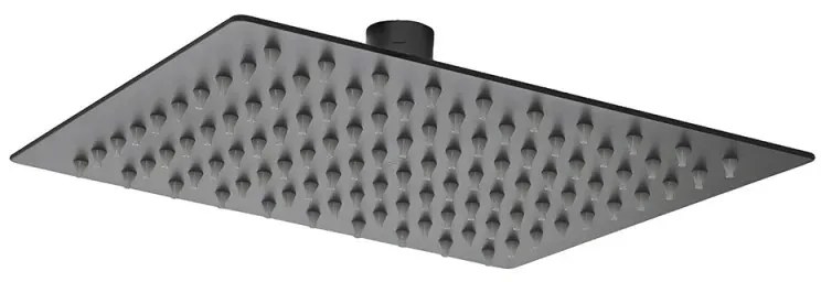 Soffione doccia rettangolare 30x20 cm nero opaco in acciaio inox