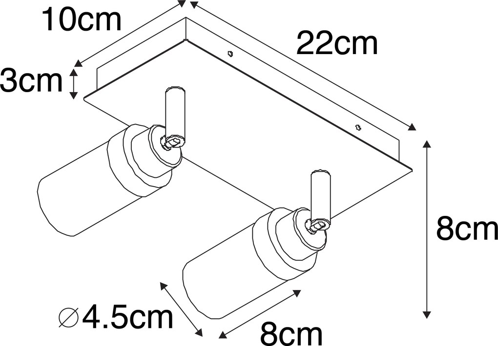 Faretto moderno per bagno nero 2 luci IP44 - Japie