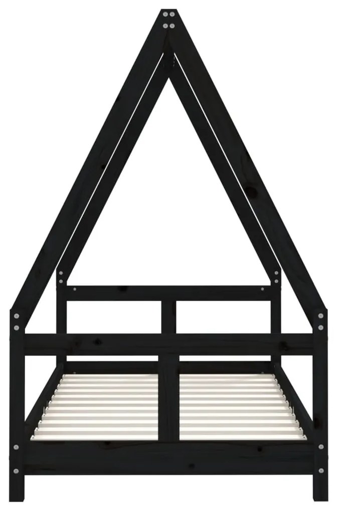 Giroletto per bambini nero 80x160 cm in legno massello di pino
