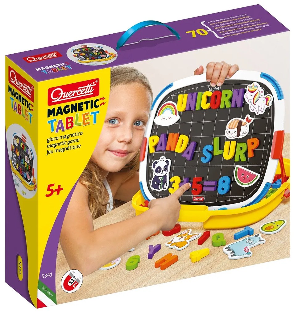 Lavagna magnetica bifacciale con lettere e numeri - 112 magneti