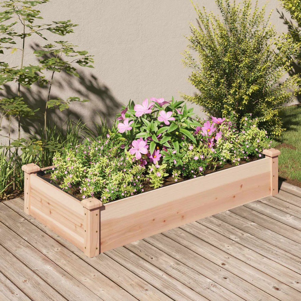 Fioriera Rialzata Da Giardino Fodera 120x60x25cm Massello Abete /
