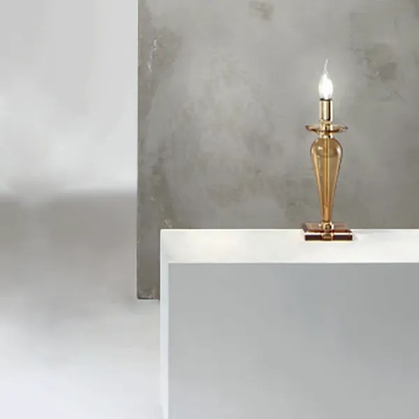 Lampada da tavolo PAGANINI in vetro lavorato a mano Ambra 11x32 cm