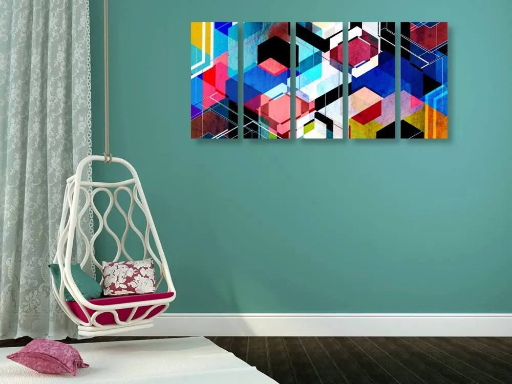 Quadri 5 pezzi – Geometria astratta