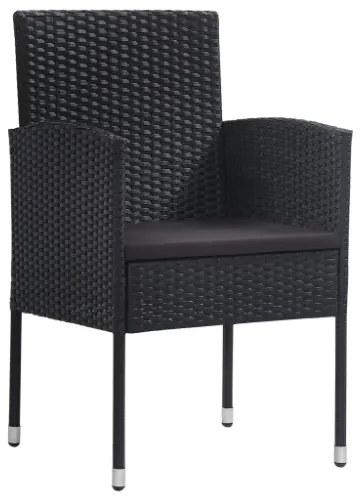 Set da Pranzo da Giardino 5 pz in Polyrattan Nero