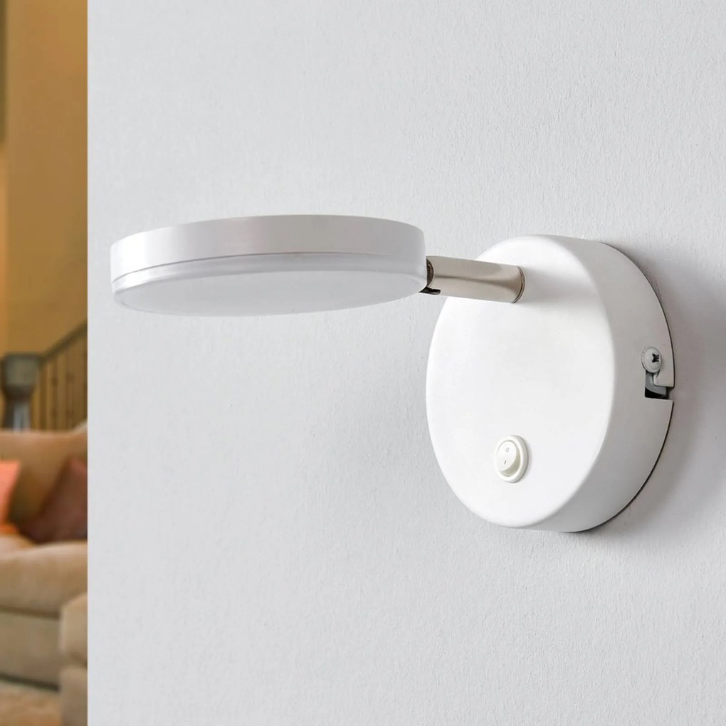 Applique da parete a LED Milow Lindby, Bianco / Opale, Soggiorno / Sala da pranzo, Plastica, Moderno, Applique a LED