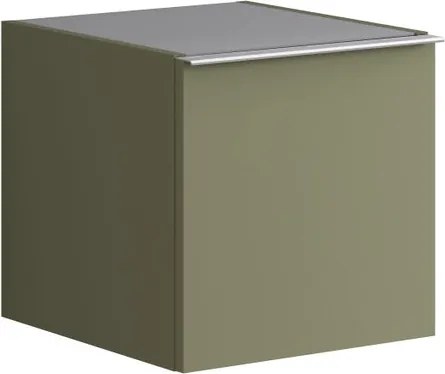 Base laterale Pixel con anta Plain laccato opaco verde salvia e maniglia alluminio brillante L.40 H.40 P.45,5 cm.