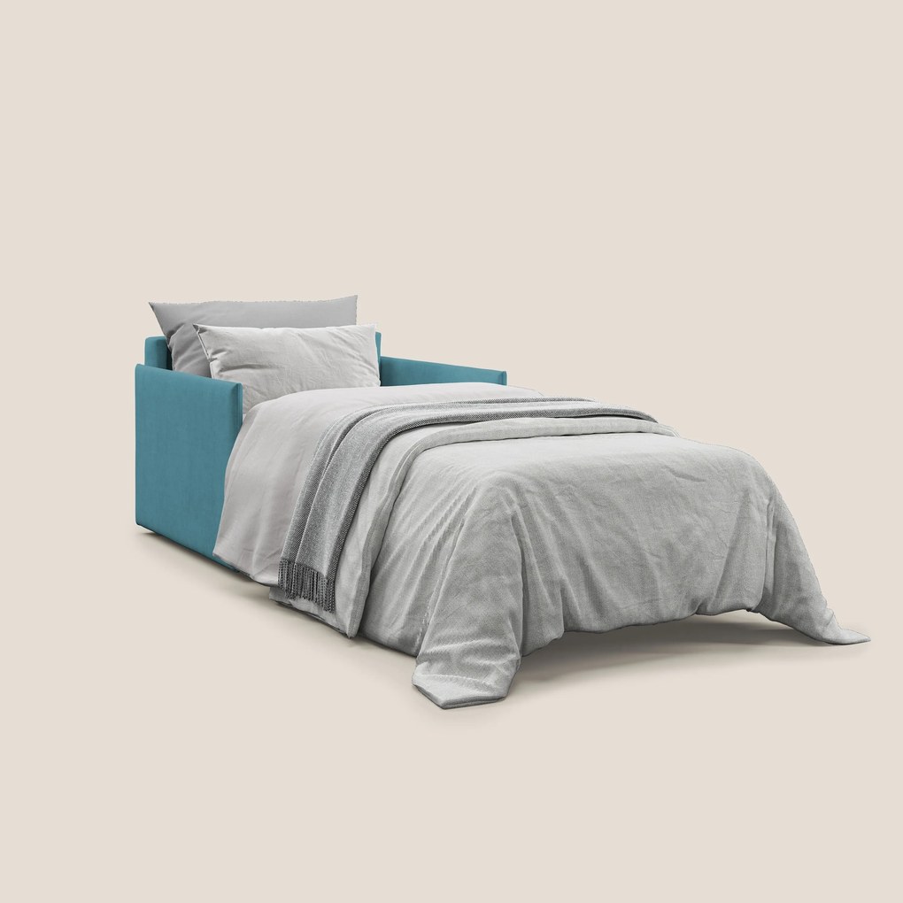 Evans poltrona letto in morbido tessuto impermeabile T02 azzurro