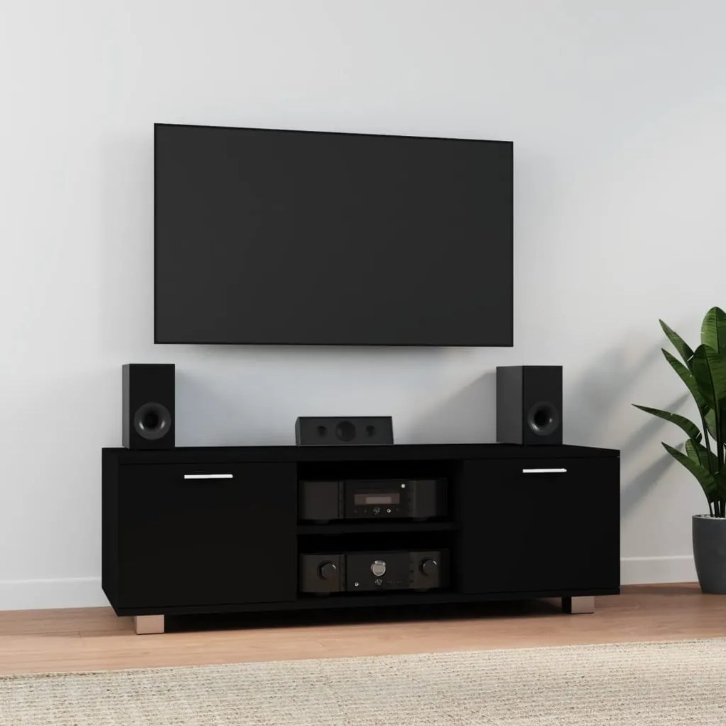 Mobile Porta Tv Nero 120x40,5x35 Cm İn Legno Multistrato /
