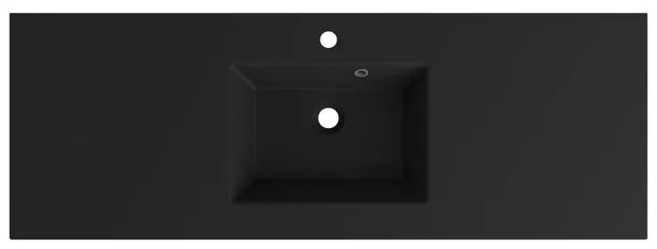 Lavabo integrale a incasso rettangolare vasca centrale Neo L 136 x H 11.2 x P 48.5 cm in composito minerale di resina gelificata nero