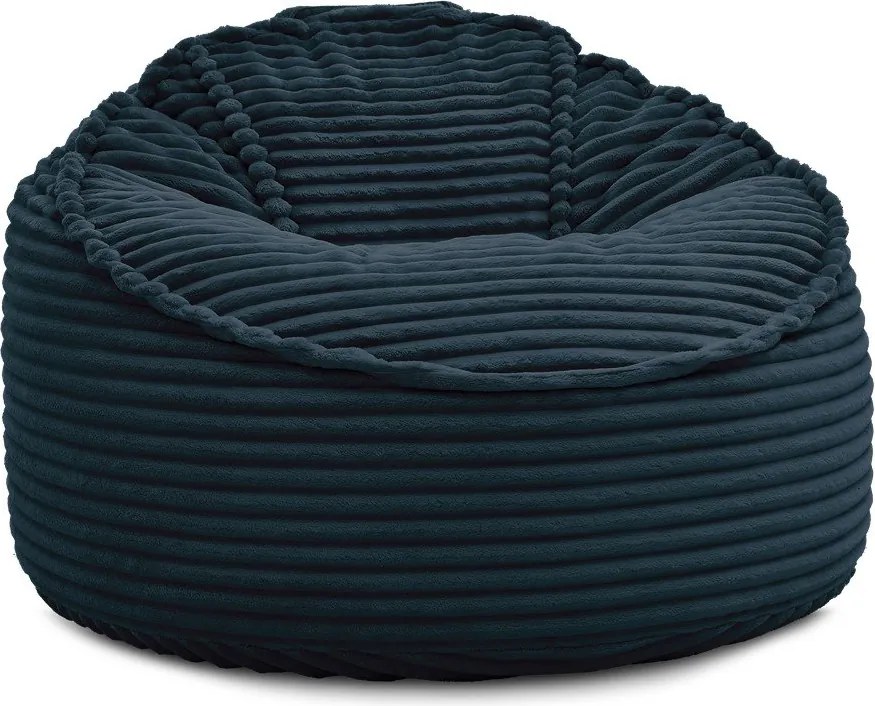 Puof a sacco blu scuro con rivestimento in velluto a coste Socrate – Bobochic Paris