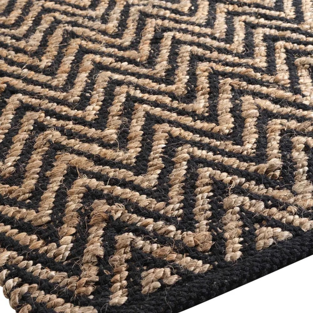 Tappeto nero/di colore naturale in misto iuta 120x170 cm Zigzag – douceur d'intérieur