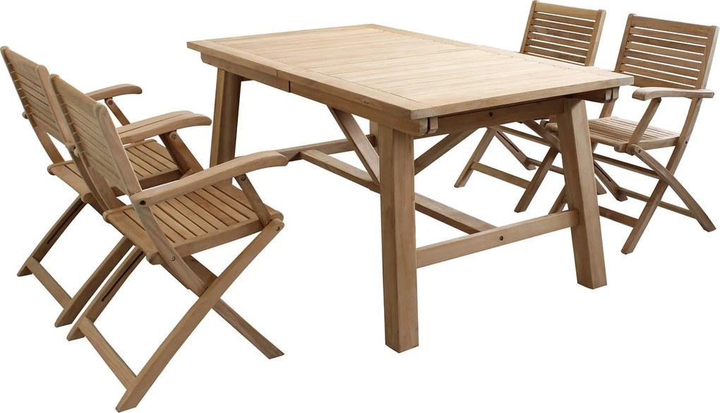 ORATOR - set tavolo in teak cm 160/240 x 90 x 77 h con 4 poltrone Orator