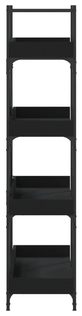 Libreria a 4 ripiani nera 100x33x145,5 cm in legno multistrato