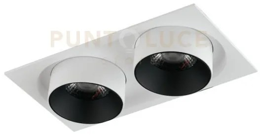 Incasso led outsider bianco in alluminio 2x15w 2750lm 3000k 18,4x18...