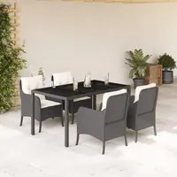 Set da Pranzo da Giardino 5 pz Nero con Cuscini in Polyrattan 3211844