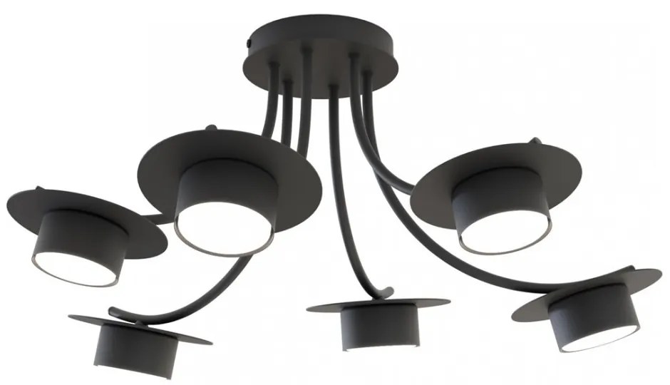 Lampadario a soffitto in acciaio ENSO 6 nero da interno 6xGX53 Colore del corpo Nero