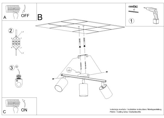 Sollux SL.1125 - Faretto LEMMI 3xGU10/40W/230V bianco