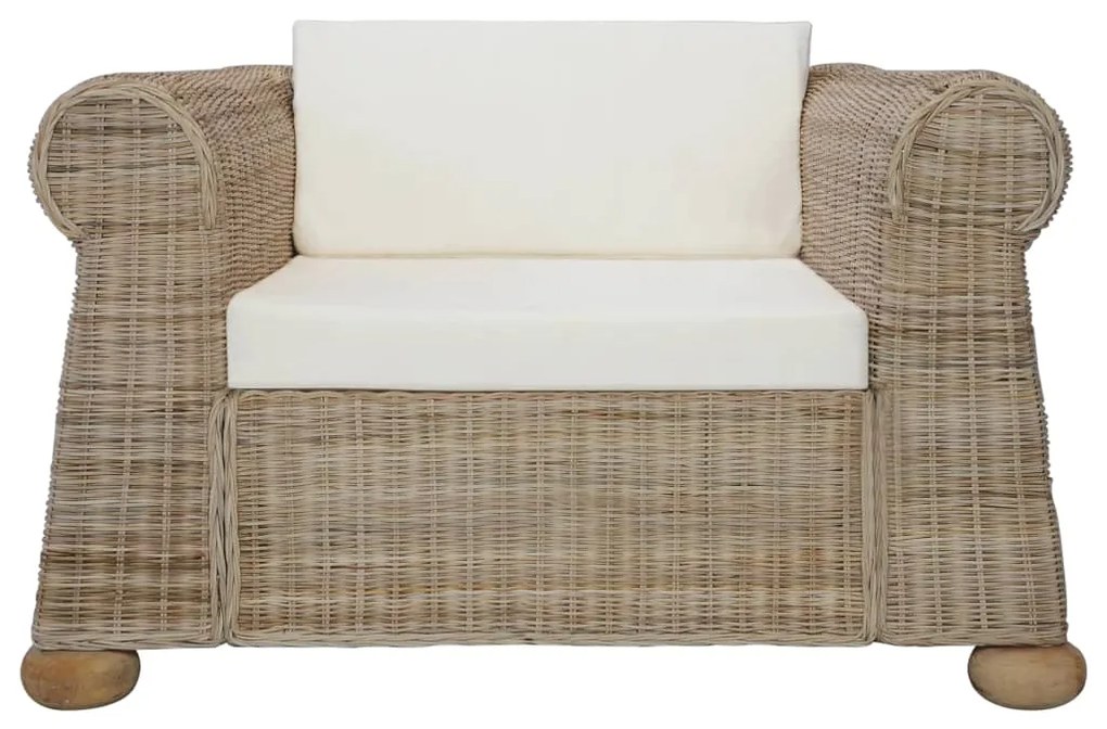 Set di divani 3 pz con cuscini in rattan naturale