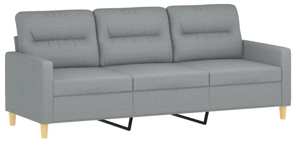 Set divani 2 pz con cuscini grigio chiaro in tessuto