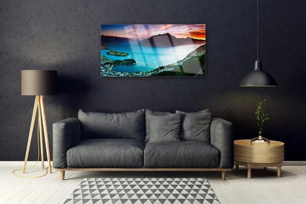 Quadro vetro acrilico Paesaggio di montagna della penisola 100x50 cm