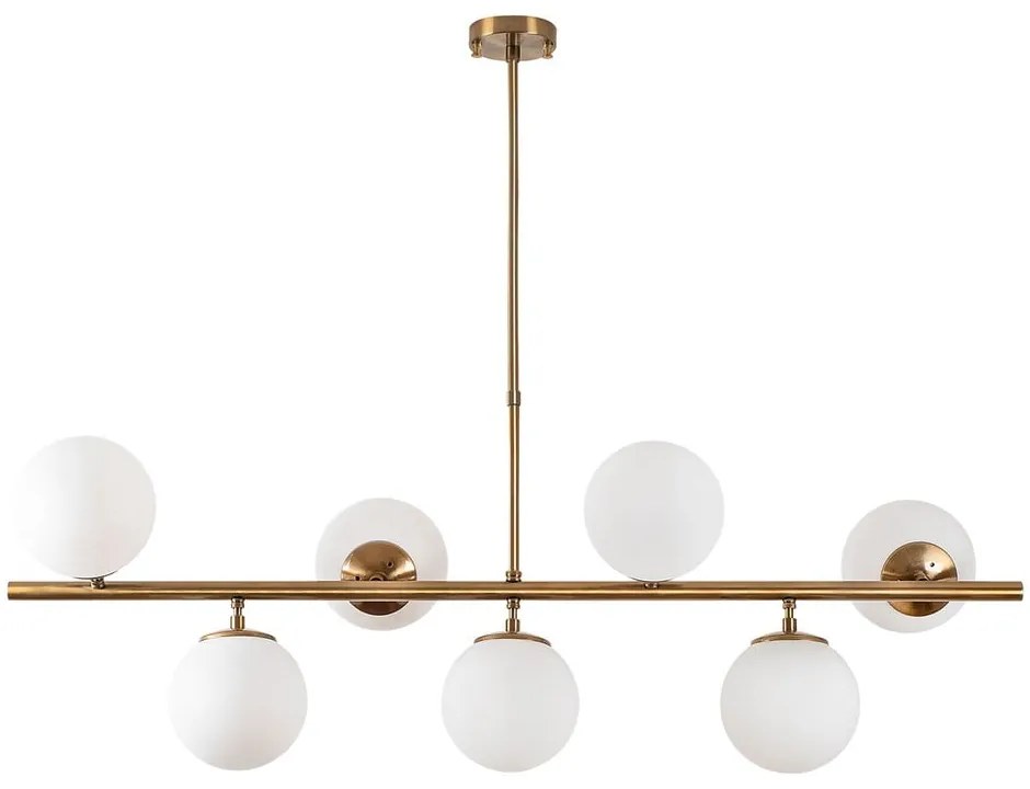 Lampadario bianco/color ottone con paralume in vetro Fazli – Opviq lights