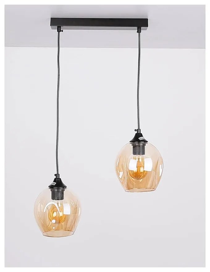 Lampada a sospensione nera con paralume in vetro 14x48 cm Aspa - Candellux Lighting