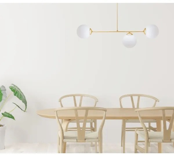 Lampadario a sospensione con supporto rigido FIRA 3xE27/60W/230V oro