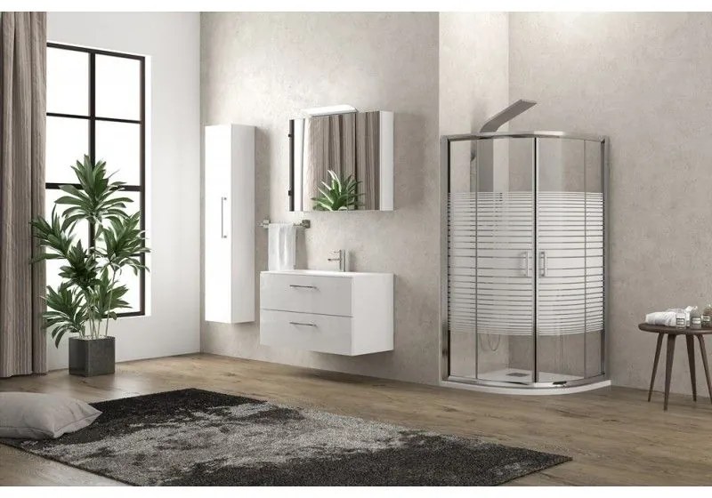 Kamalu - Box doccia 90x90 semicircolare vetro serigrafato altezza 180cm | K400