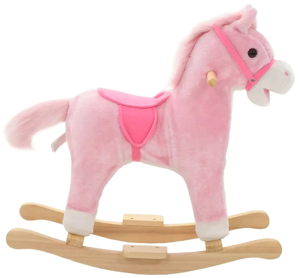 Cavallo a Dondolo in Peluche 65x32x58 cm Rosa