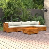 Set Divani da Giardino 6 pz con Cuscini in Massello di Acacia cod mxl 42781