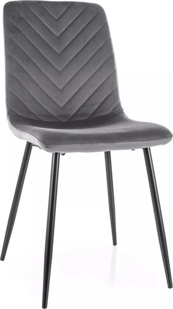 Sedia Daren Velvet in velluto grigio e struttura in metallo nero opaco – 45x39x91 cm