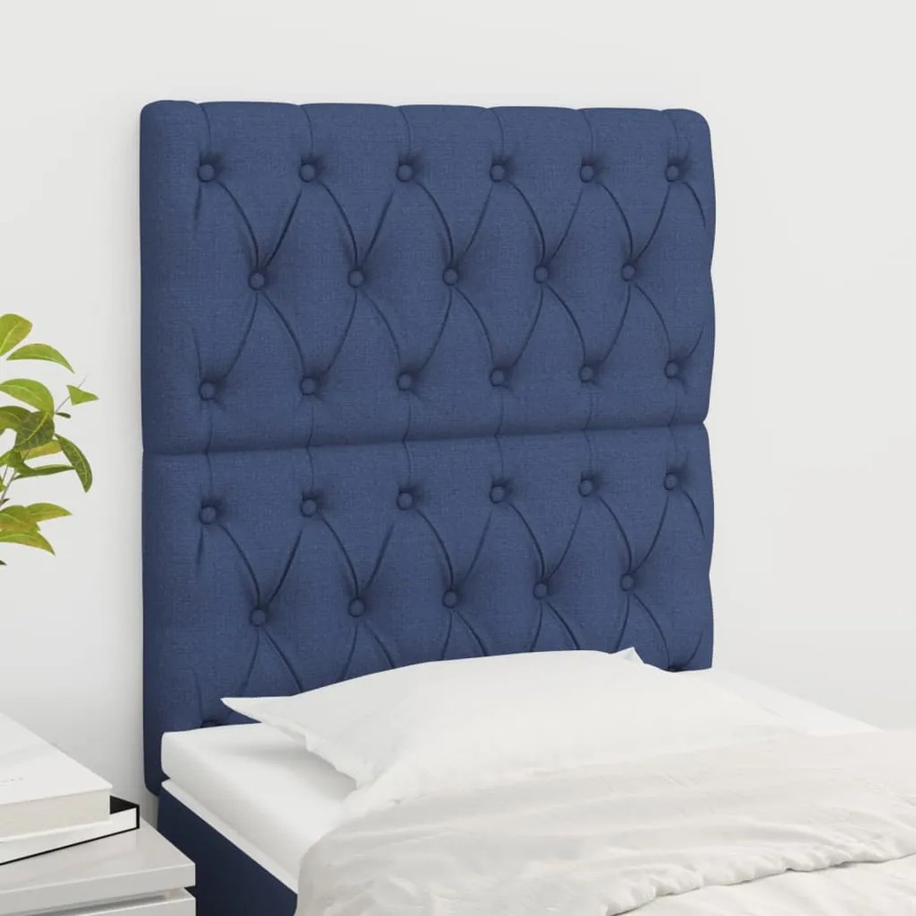Testiera 2 Pz Blu 80 X 7 X 78/88cm İn Tessuto /