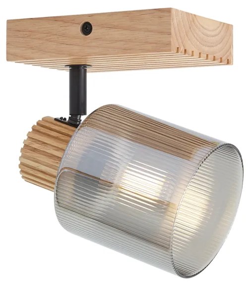 Faretto moderno in legno con vetro fumé orientabile e inclinabile - Gracy