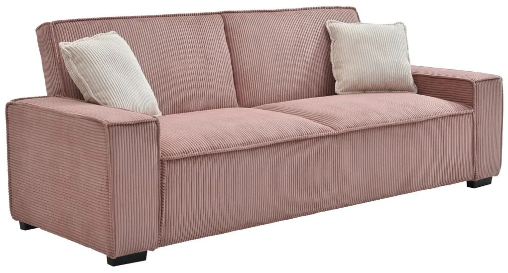 Divano letto 3 posti in Velluto a coste Rosa - SEKOTA