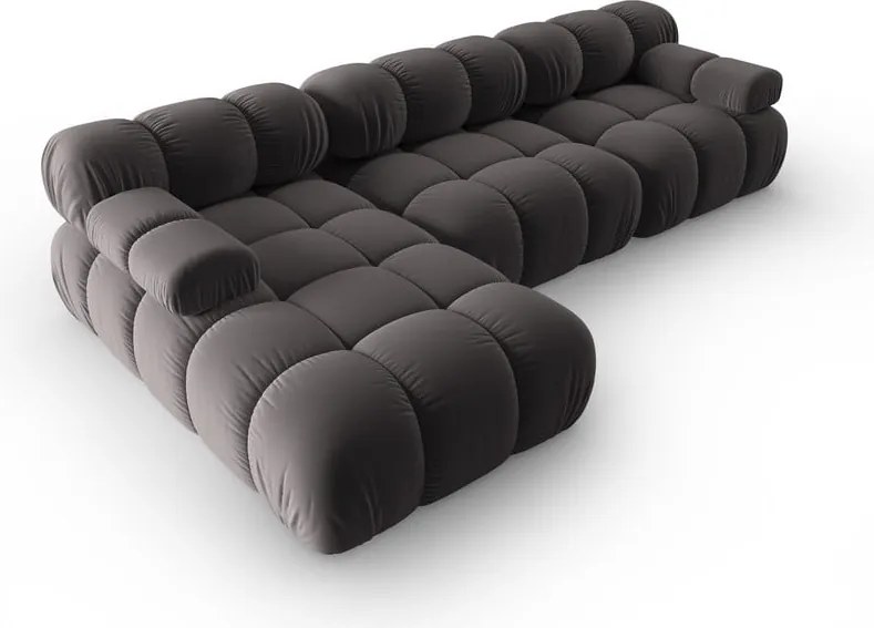 Divano in velluto grigio scuro 285 cm Bellis - Micadoni Home