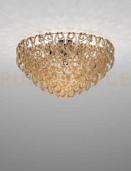 Giogali lampadadario a soffitto 80 cristallo ambra e cromo lucido 5...