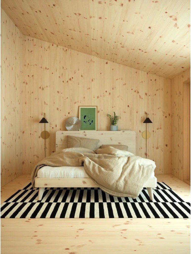 Letto matrimoniale marrone in legno di pino con griglia 140x200 cm Retreat - Karup Design