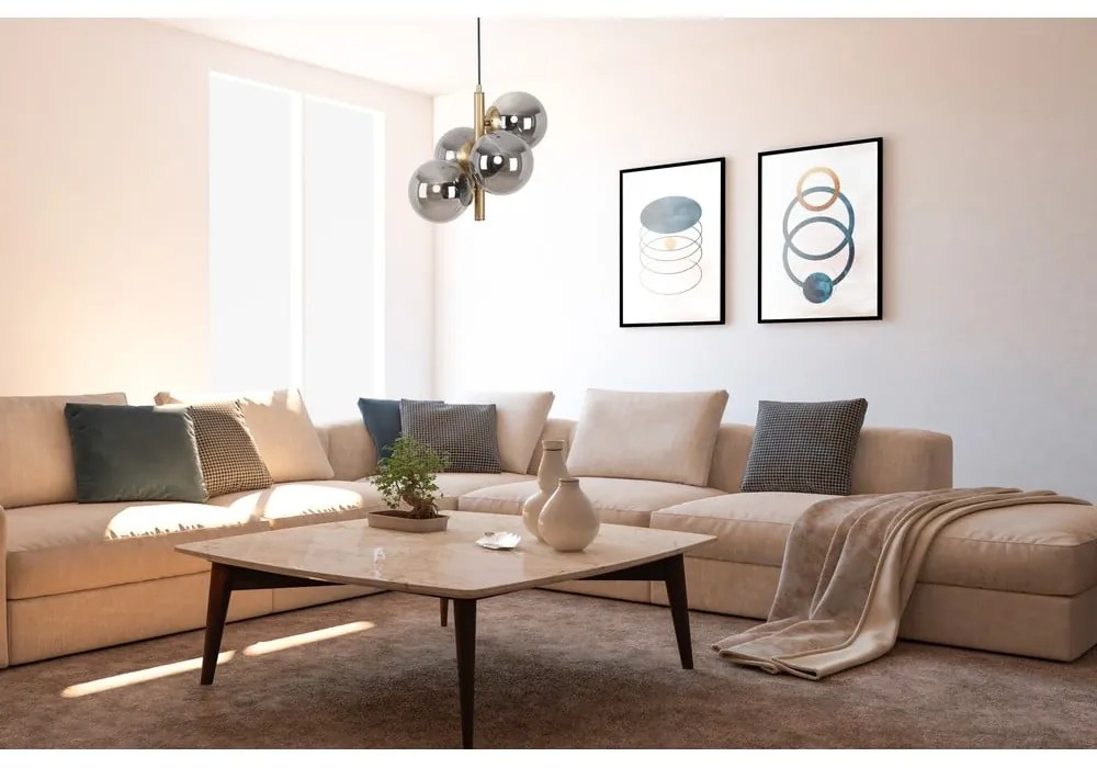 Lampada a sospensione con paralume in vetro grigio-oro ø 15 cm Forte - Squid Lighting