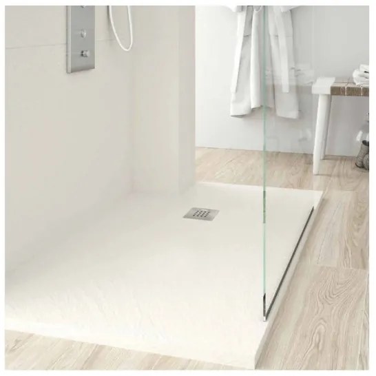 Piatto doccia in mineralmarmo 80x100 cm beige effetto pietra con griglia e piletta sifonata