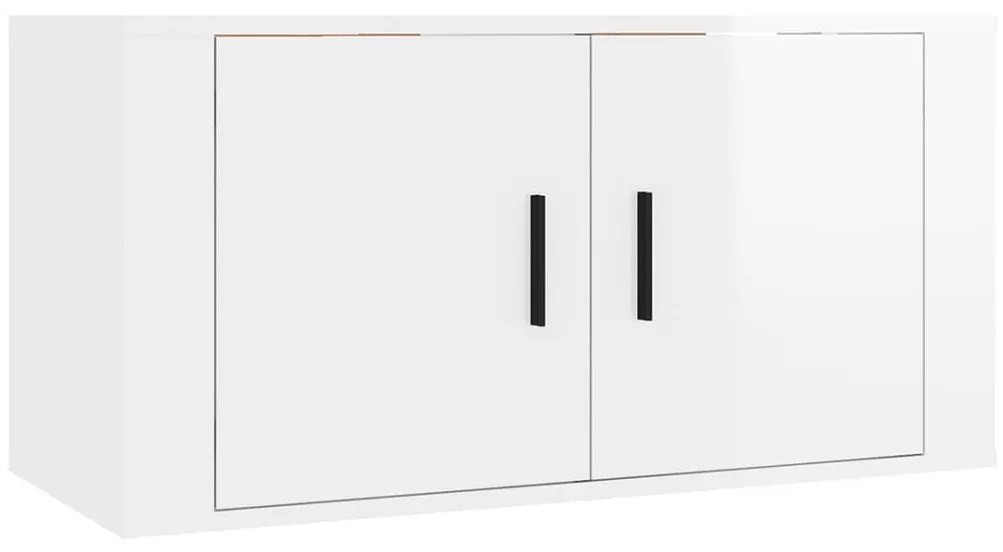 Set di Mobili Porta TV 2 pz Bianco Lucido in Legno Multistrato