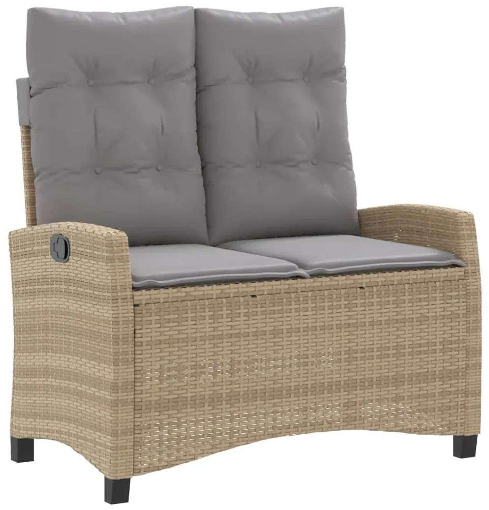 Set da pranzo da giardino 2 pz con cuscini beige in polyrattan