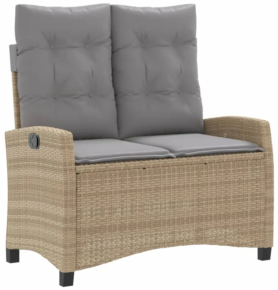 Set da pranzo da giardino 2 pz con cuscini beige in polyrattan
