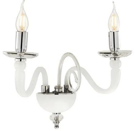 Applique DEBUSSY 2 luci in vetro lavorato a mano Bianco 38x32 cm