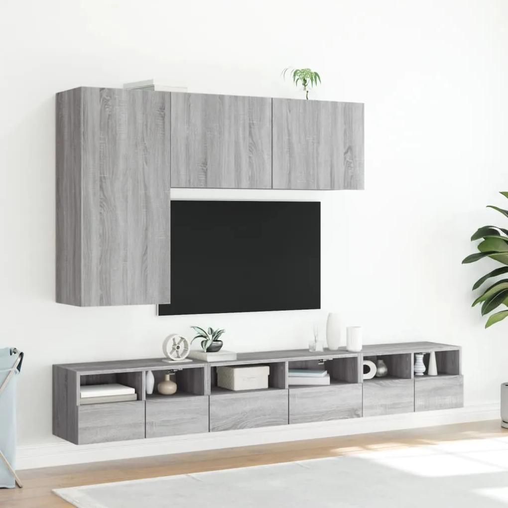 Mobili tv muro 2pz grigio sonoma 60x30x30 cm legno multistrato