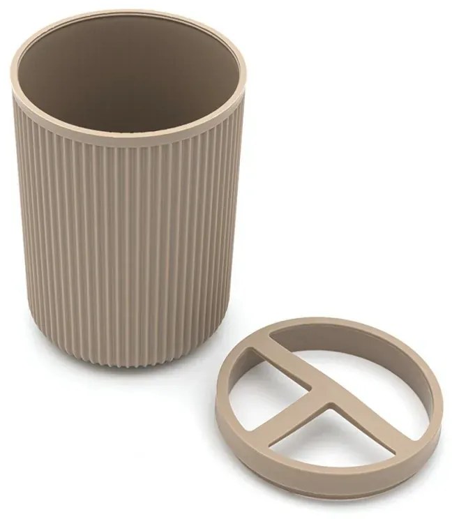 Portaspazzolini da appoggio tortora in plastica Ring