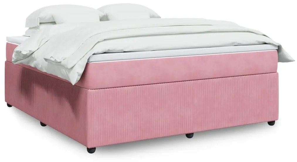 Giroletto A Molle Con Materasso Rosa 180x200 Cm İn Velluto /