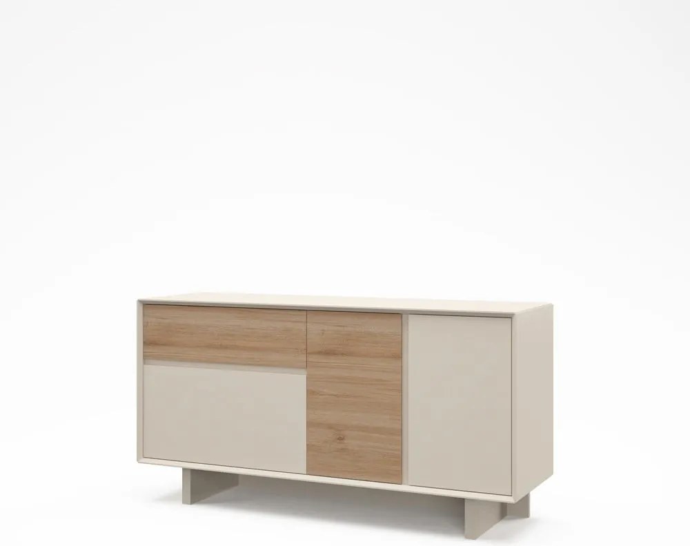 Cassettiera beige/di colore naturale con effetto rovere 146x76x45 cm Carpi – Marckeric