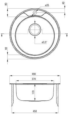 Deante ZHC_0813 - Lavello della cucina TWIST diametro 49 cm raso